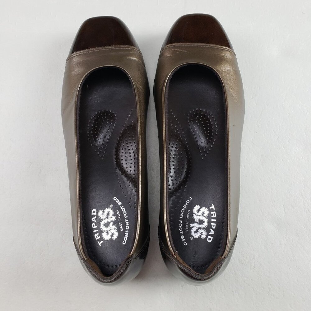SAS Coco Slip On Loafer Shoe Women 6.5 Brown Patent Leather Comfort Flat Tripad - Picture 7 of 10